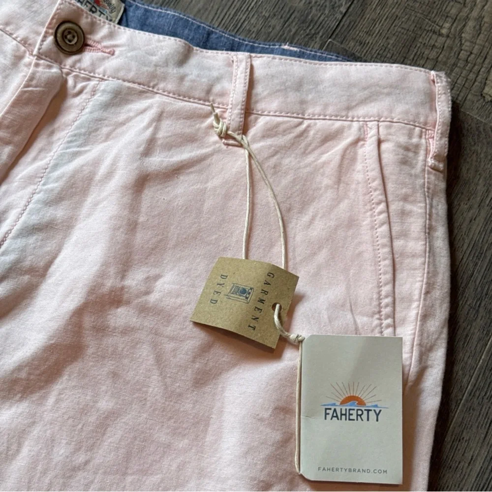 Faherty Chino Shorts Mens 33 & 40 Golf Linen Prep Malibu Summer Pink NEW w/Tags